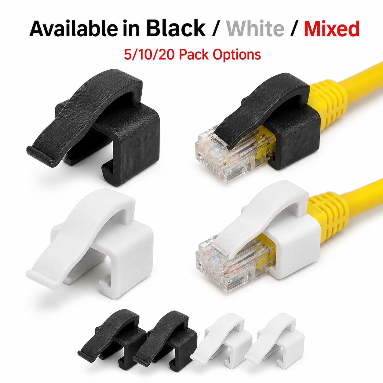 RJ45 Ethernet Cable Clip Repair Fix 10 Pack Broken Tab Lock Replacement PETG