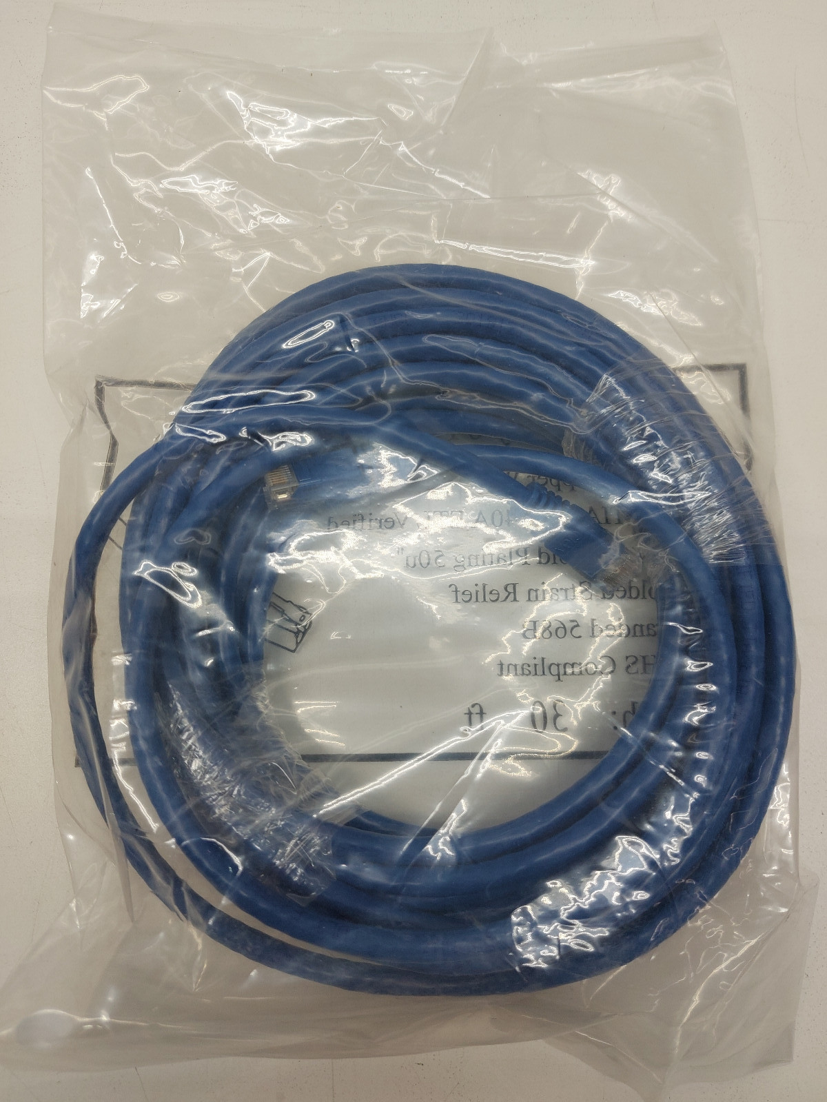 30ft CAT6 UTP Ethernet Patch Booted Cable Blue EIA/TIA TSB-40A ETL Verified ROHS