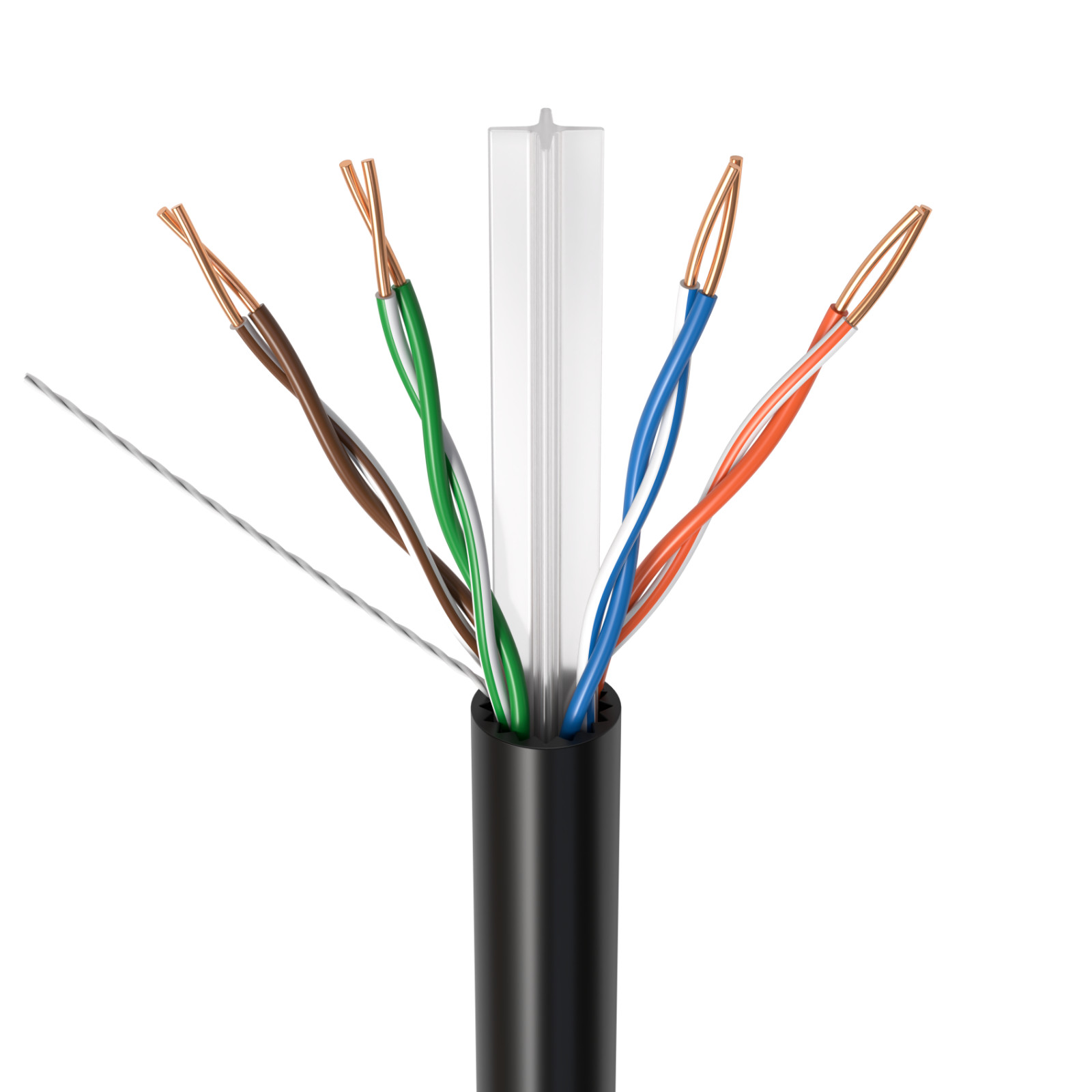 1000ft CAT6A Black Ethernet Cable Solid Bare Copper 23AWG 10Gbps High-Speed Wire