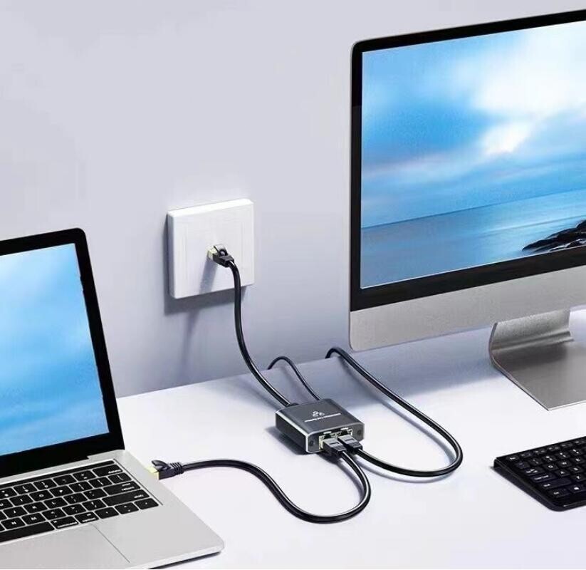 RJ45 Gigabit Ethernet Splitter 1000Mbps LAN Network Internet 1 to 2 Out Adapter