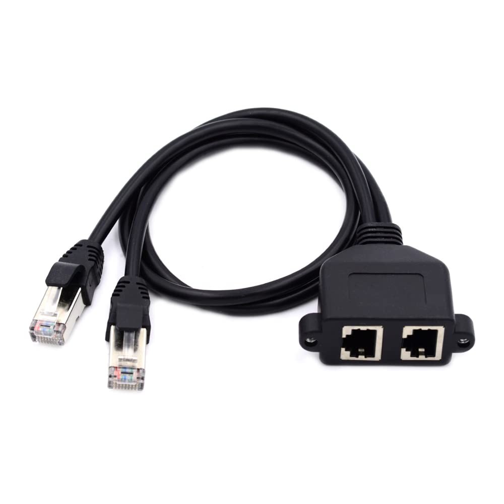 Dual Port UTP Cat6 Male To Female LAN Ethernet Network Extension Cable Mount