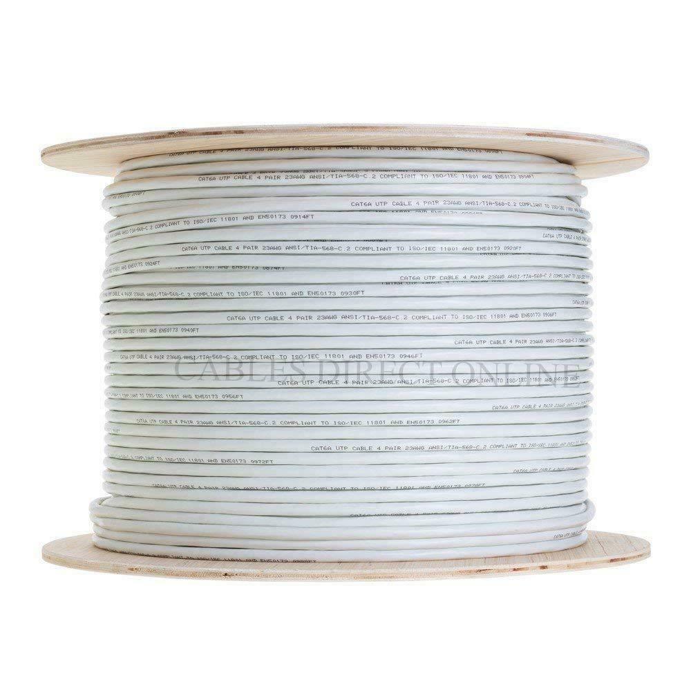 Cat6A 1000ft Solid Bare Copper 23AWG 4 Pair Unshielded Bulk 10G NEW