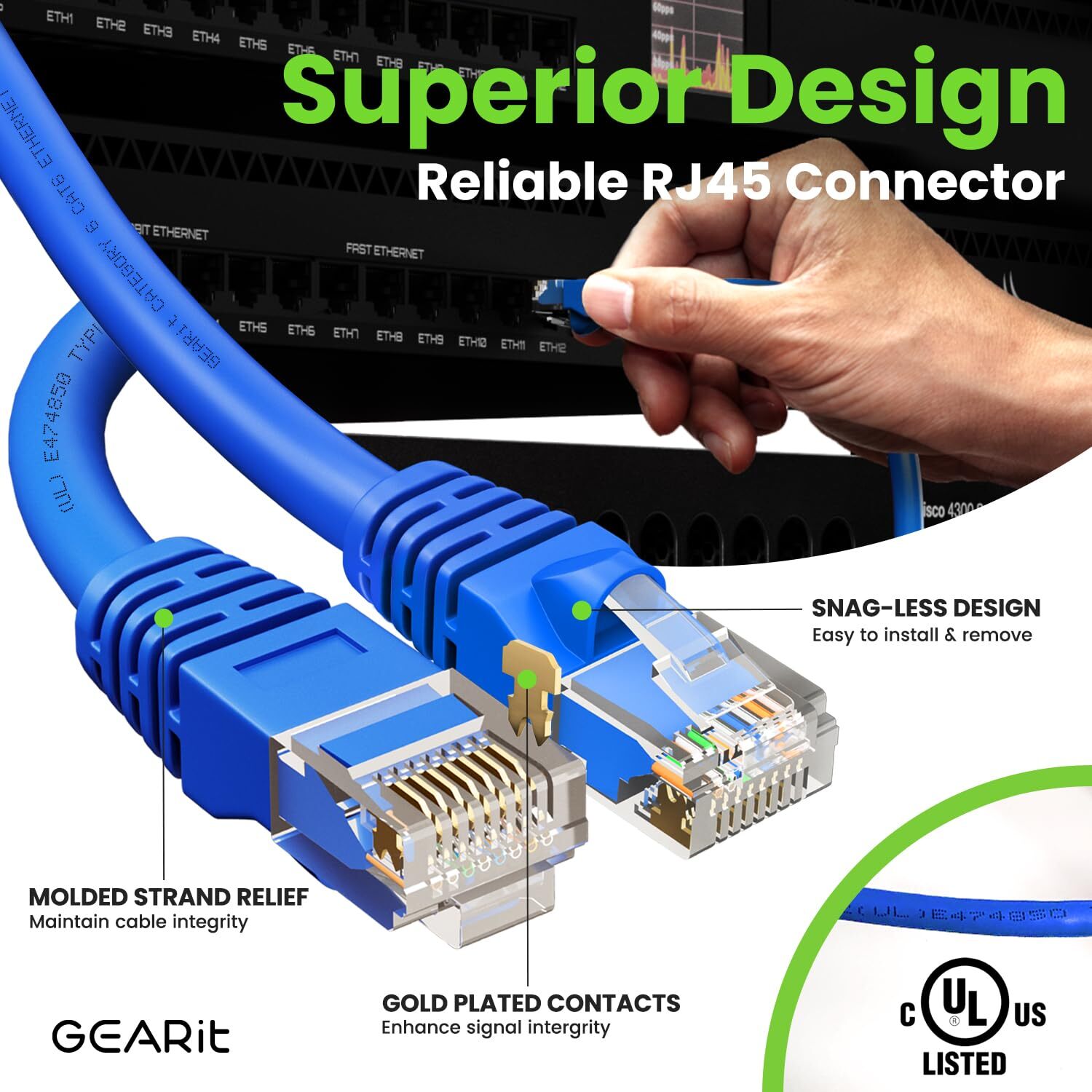20-Pack 1 Foot Cat 6 Ethernet Network Patch Cable 10Gbps RJ45 Blue