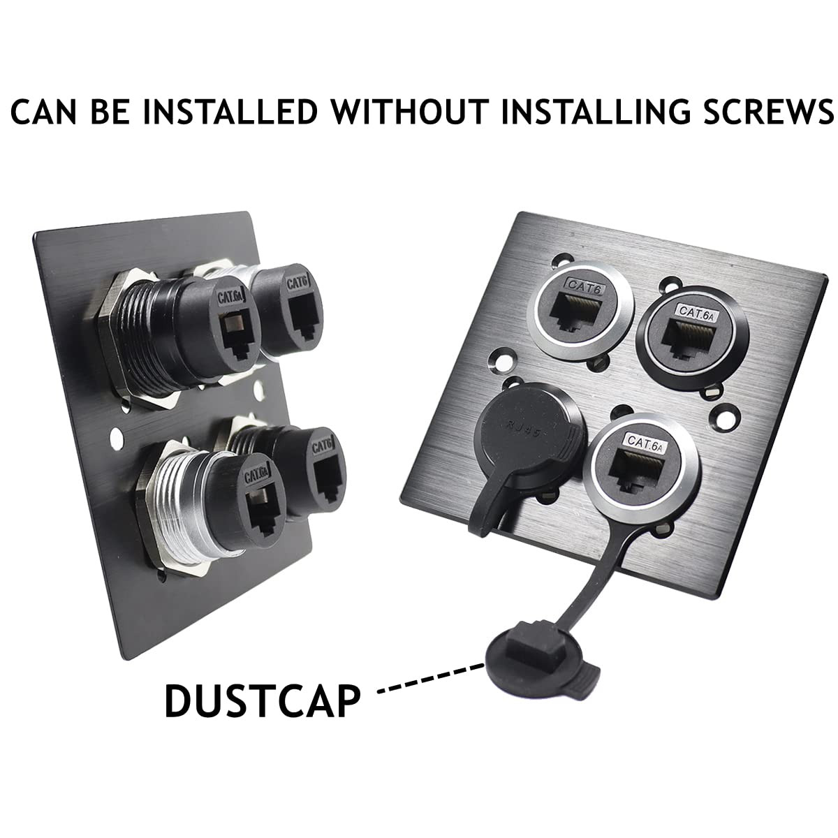 2Pack RJ45 Panel Mount Coupler, Ethernet LAN Pass through Connector, CAT6 Female