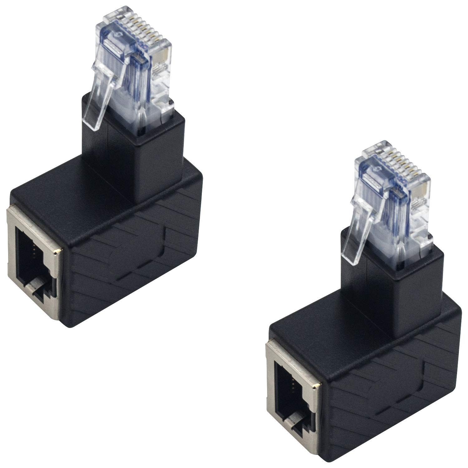 90 Degree Ethernet Extender Adapter, Down Angled RJ45 Male to Female, Cat5e/C…