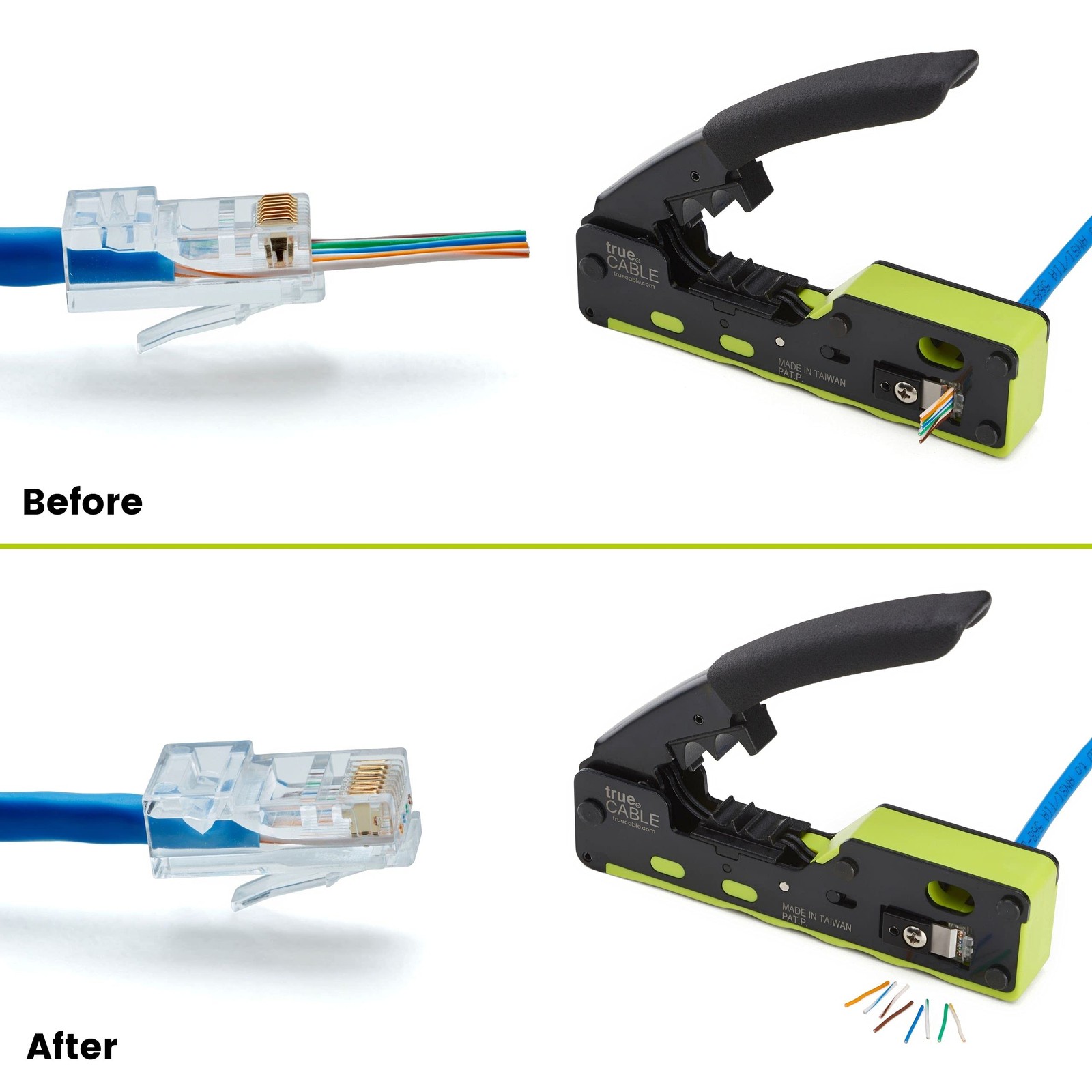 Truecable Cat6/6a Rj45 Pass Through Connectors Unshielded utp Modular Plug Ul