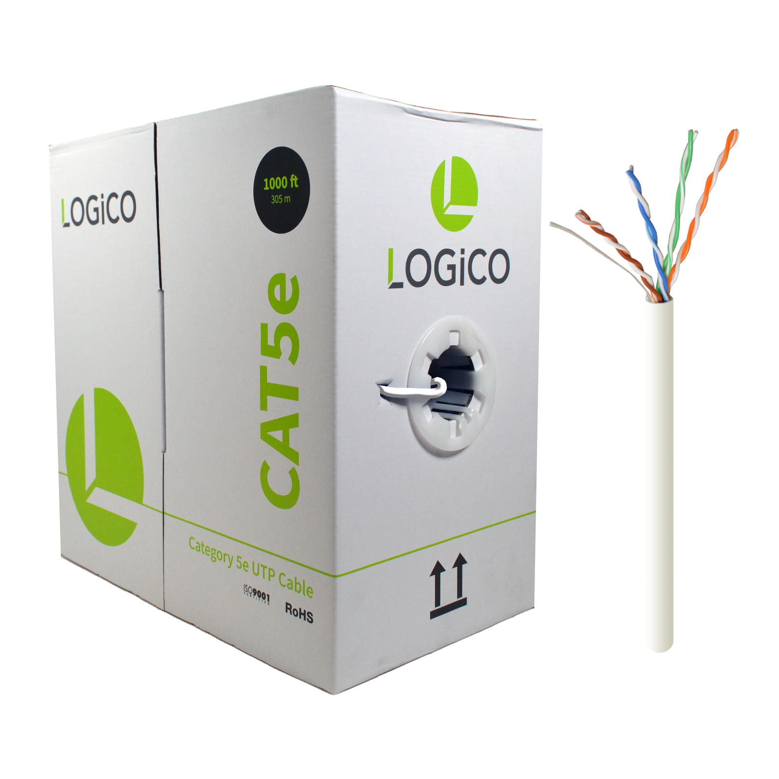 CAT5e 1000FT UTP Cable Solid Network Ethernet LAN Bulk Wire RJ45 White
