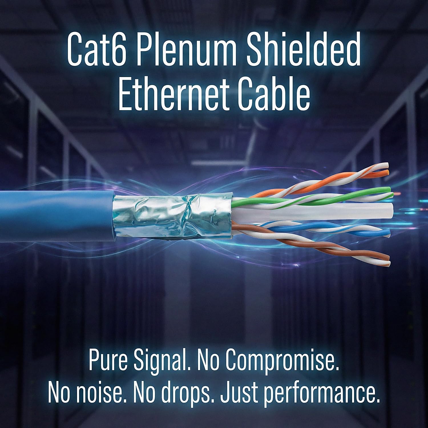 Cat6 Plenum Shielded CMP Overall Foil Shield F/UTP 1000ft 23AWG 100% Solid