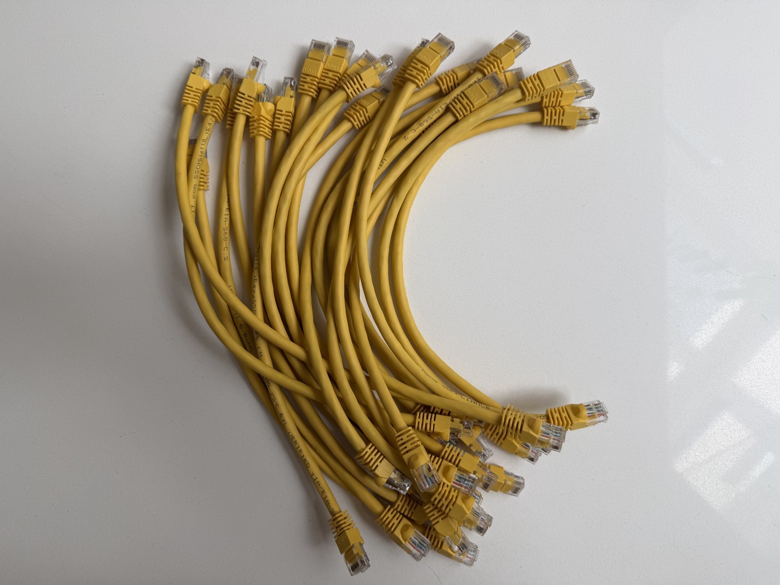 GEARit 20-Pack 1 Foot Cat 6 Ethernet Cable, Yellow, 10Gbps, 24AWG, Patch Panel