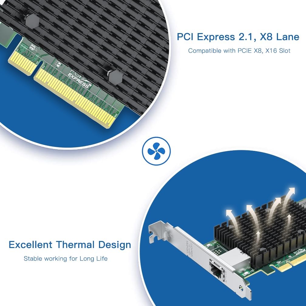 H!Fiber 10Gb RJ45 PCI-E Network Card NIC, Compare X540-10G-1T(1xRJ45), 1 Pack