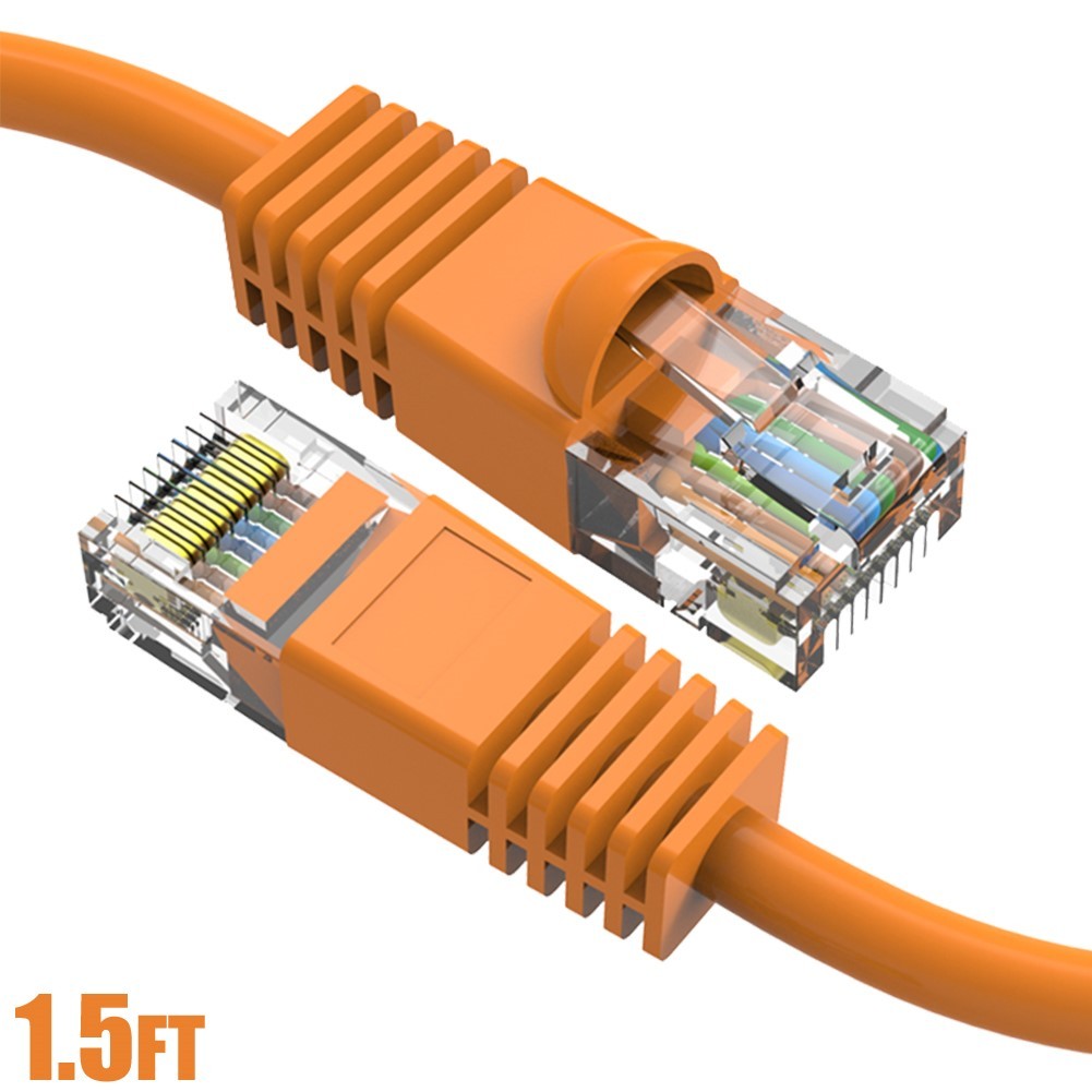 1.5FT Cat6 RJ45 Ethernet LAN Network UTP Snagless Patch Cable Pure Copper Orange