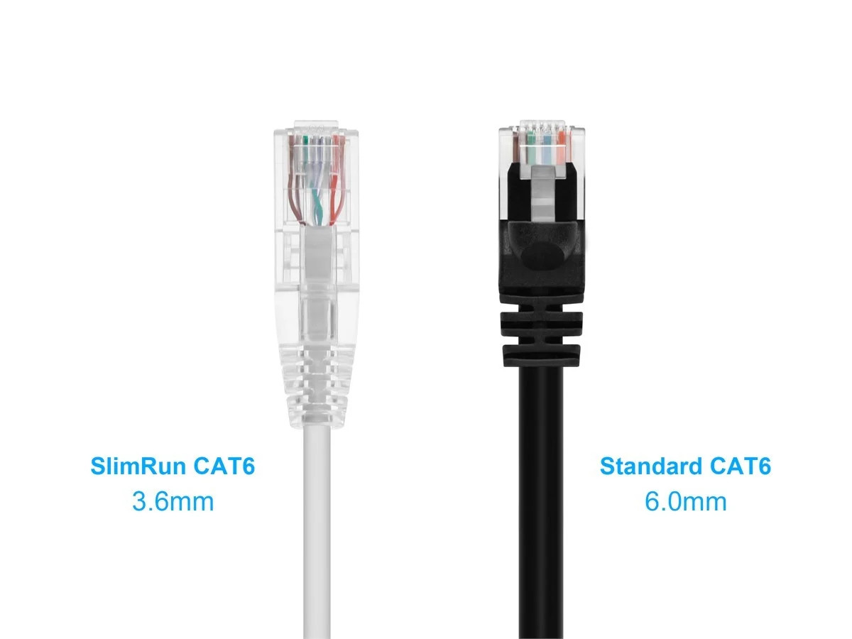 Monoprice Cat6 Ethernet Patch Cable – 0.5 feet – WHite | Snagless RJ45 Stranded