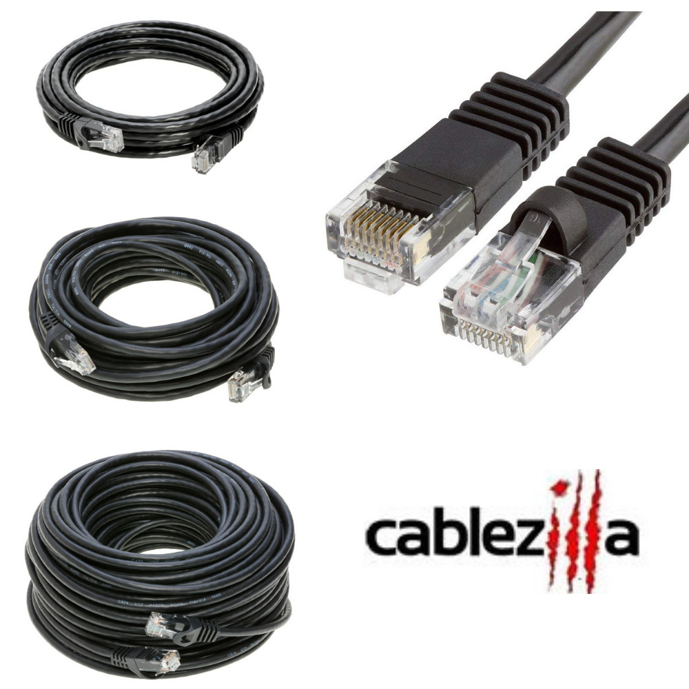 Cat5e Black Ethernet Patch Cable UTP LAN Network Cord 1.5FT- 20FT Multi-Pack LOT