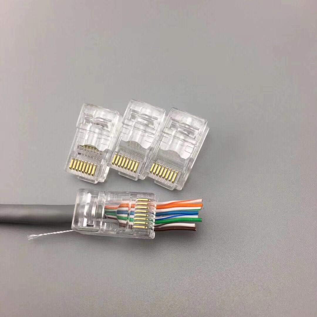 RJ45 Cat6A Cat6 Pass through Connectors 50Pack 23AWG End Bold Ethernet 8P8C