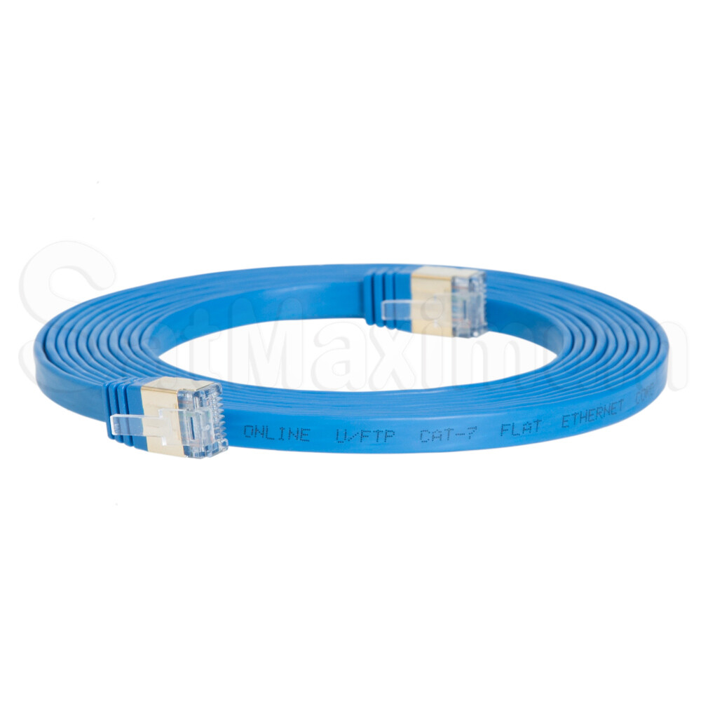 CAT7 Ethernet Cable Flat Patch Cord 10Gbps High Speed Network SHIELDED – LOT