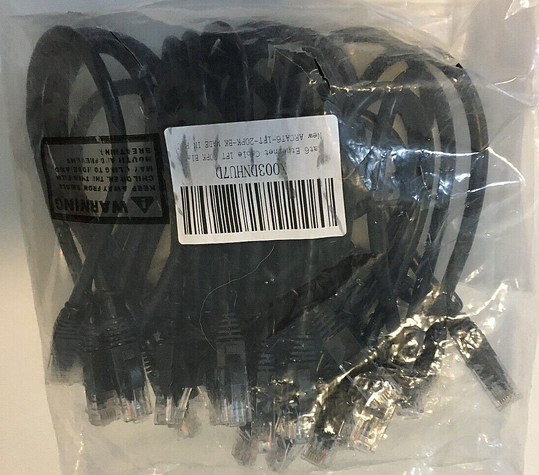 20 PACK CAT6 Ethernet Network Cable 1 ft (foot) Black