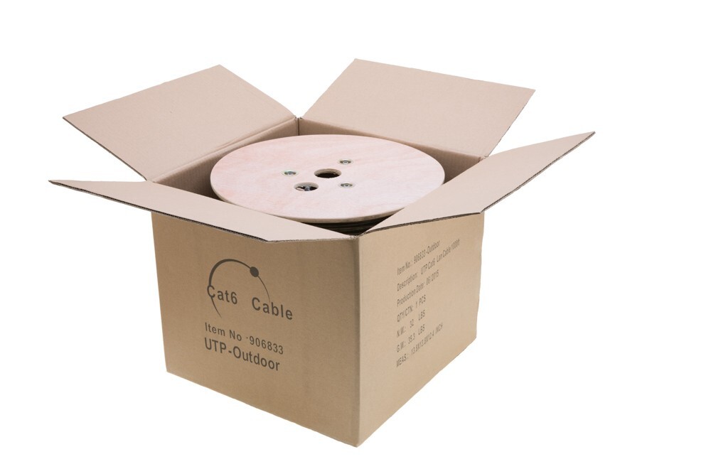 1000FT CAT6 Outdoor Ethernet Cable UTP 23AWG Direct Burial UV Rated Solid Wire