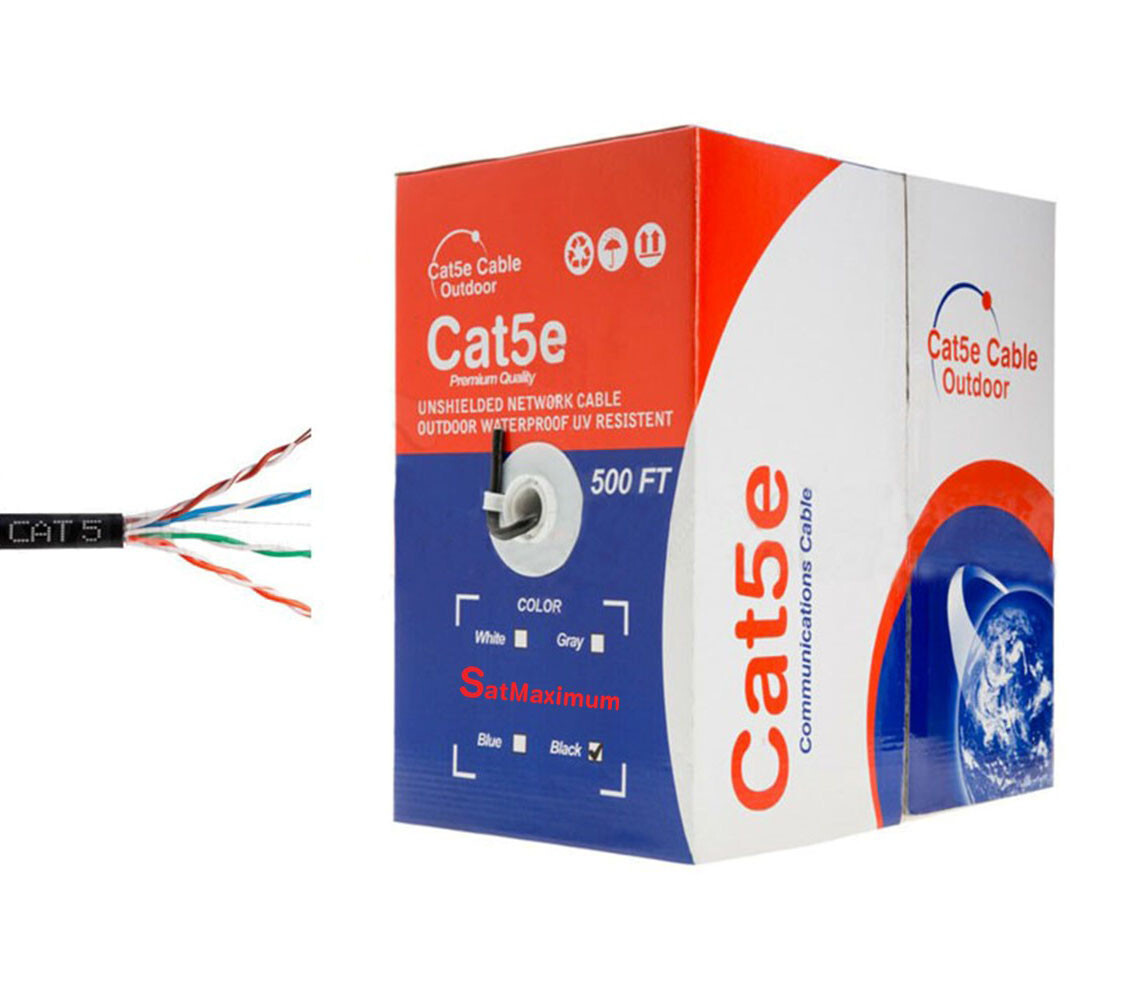 500ft Cat5 UTP OUTDOOR Ethernet Network Cable 24AWG PE Solid Direct Burial Wire