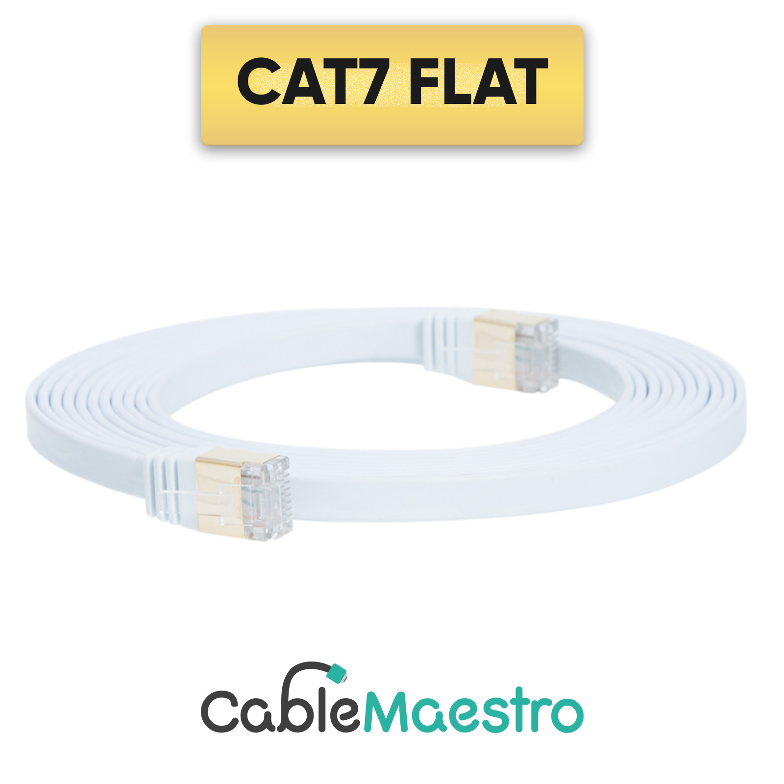 CAT7 Ethernet Cable Patch FLAT LAN Gold Plated U/FTP Shielded RJ45 6-100FT Lot