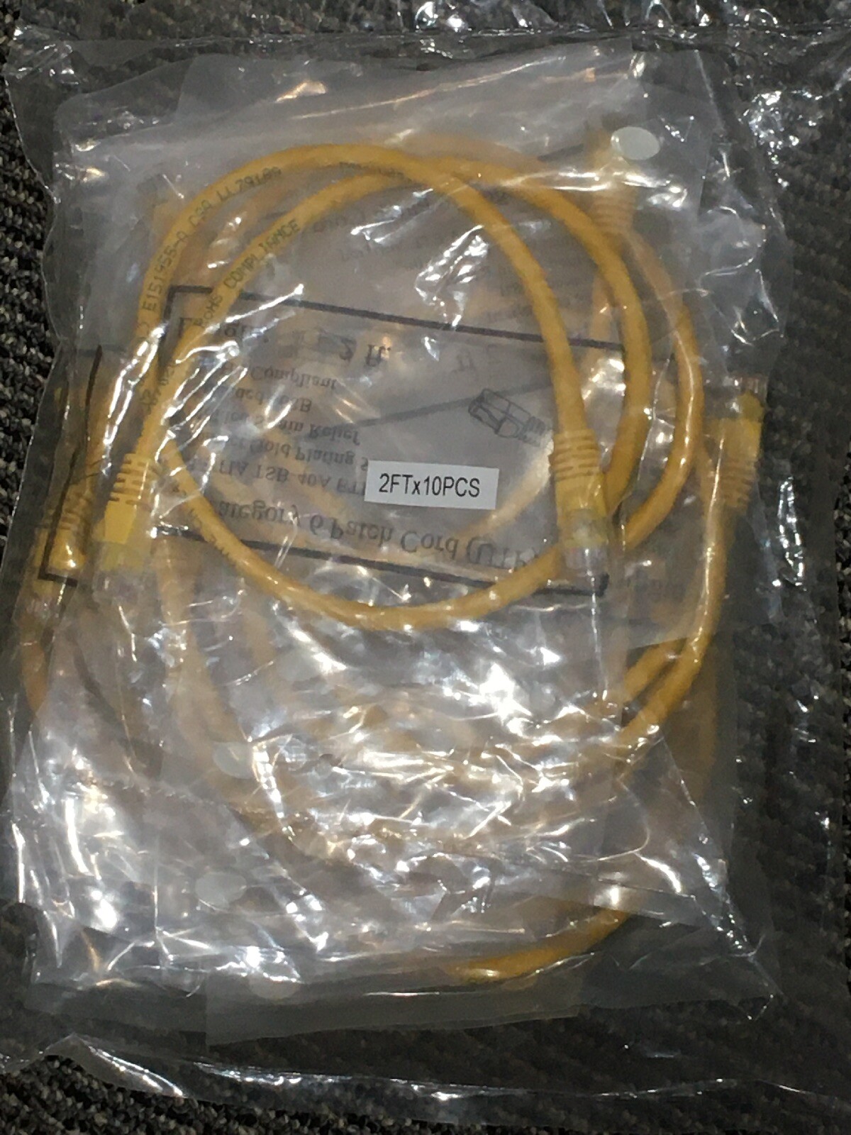 Cat.6 Patch Cable – Category 6 for Network 2ft Yellow. 10 Pack