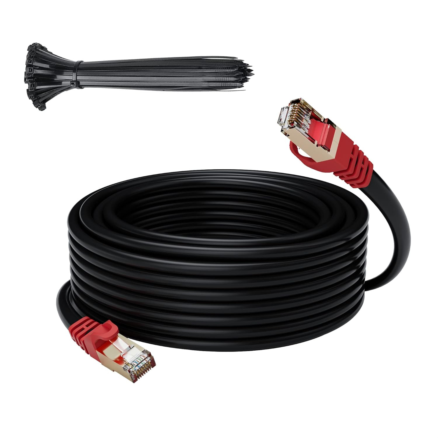 Cat 6E Cat 7 Outdoor Ethernet Cable 30 Ft,Adoreen 10Gbps Heavy-Duty Shielded Int