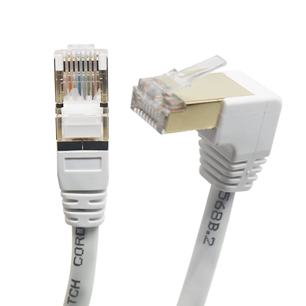10 ft Downward Right Angle Cat 6 Ethernet Cable for PC Router Modem