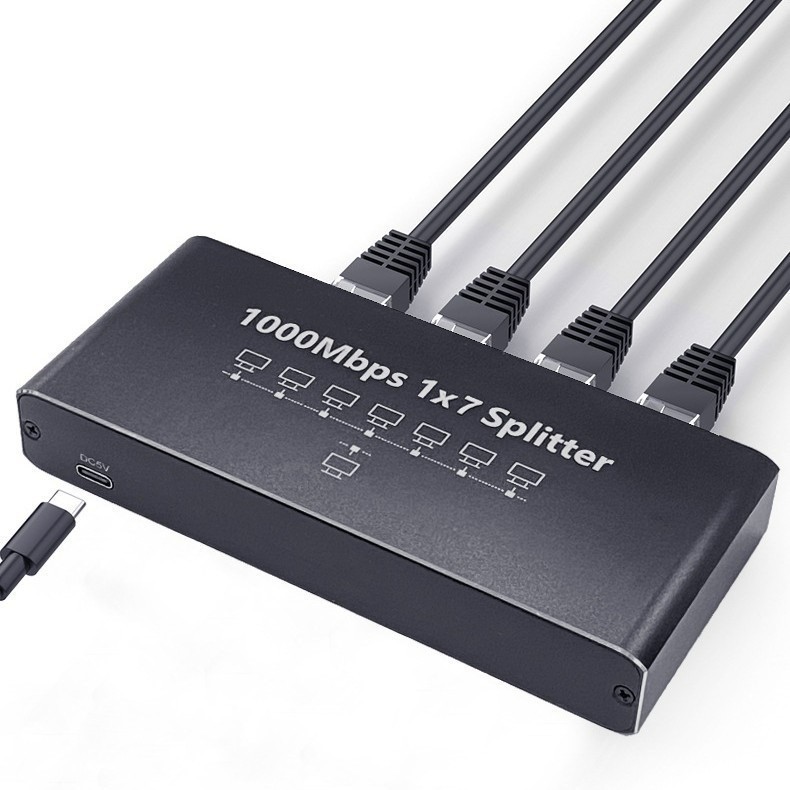 1000Mbps Gigabit Ethernet Switch 7 Port, RJ45 LAN Desktop Network Splitter Hub
