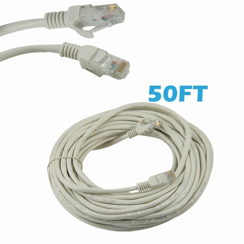 BEIGE 50 FEET PREMIUM CAT5 CAT5e PATCH LAN ETHERNET NETWORK CABLE Roku PS4 Xbox
