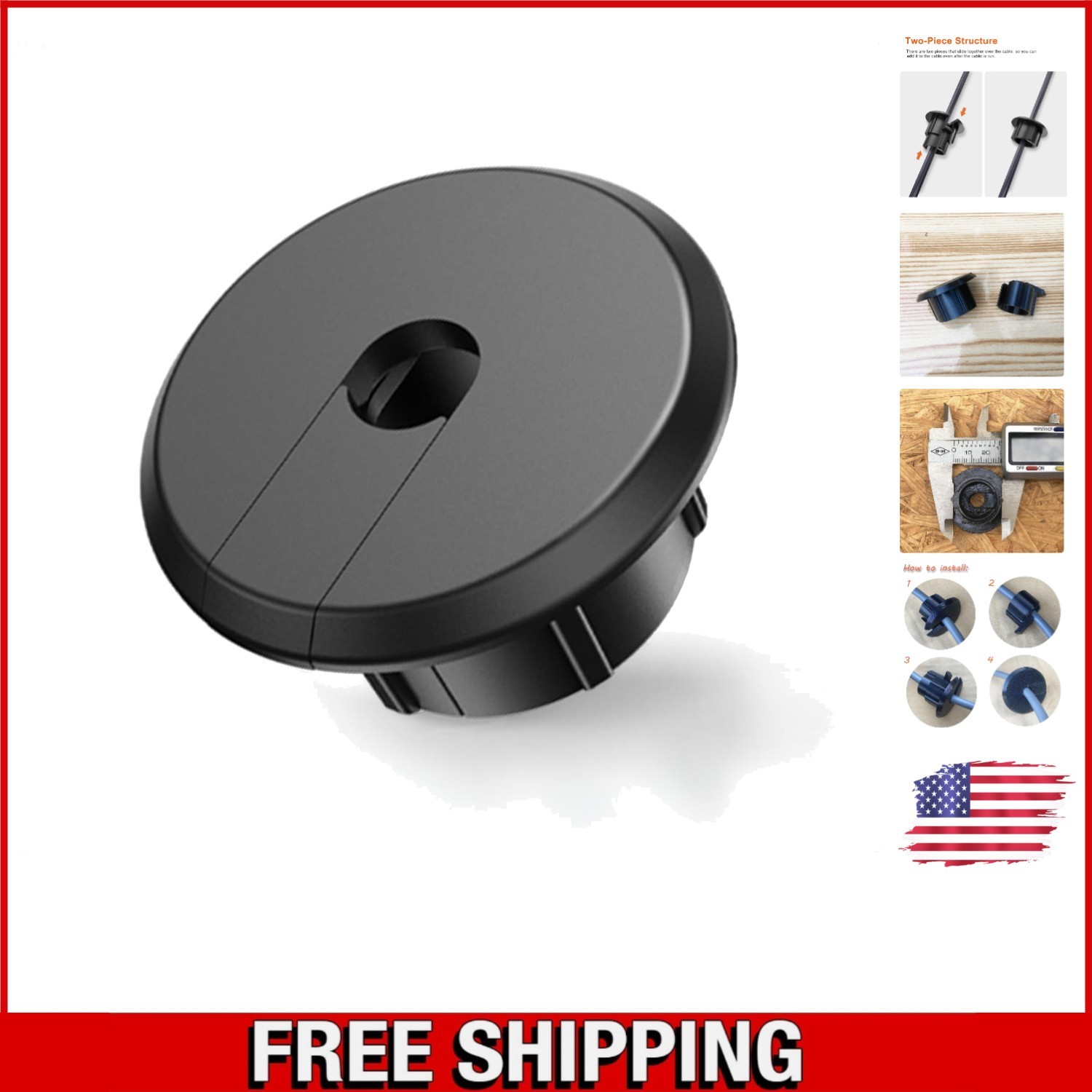 Wall Bushing Grommet for Starlink Cables – 1″ Hole, Elegant Black Design