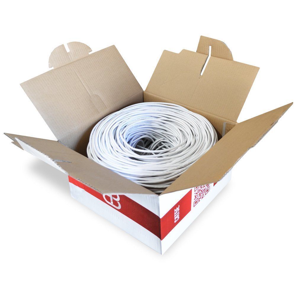 1000FT CAT5E UTP CABLE 24AWG SOLID WIRE 350MHZ ETHERNET CABLE PULL BOX WHITE