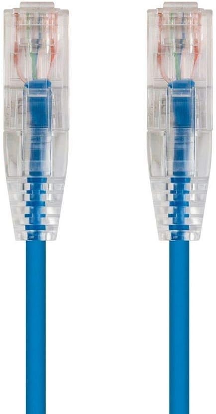 Cat.6A Ethernet Patch Blue & Withe Cable Slim 28AWG Copper RJ-45 LAN Network