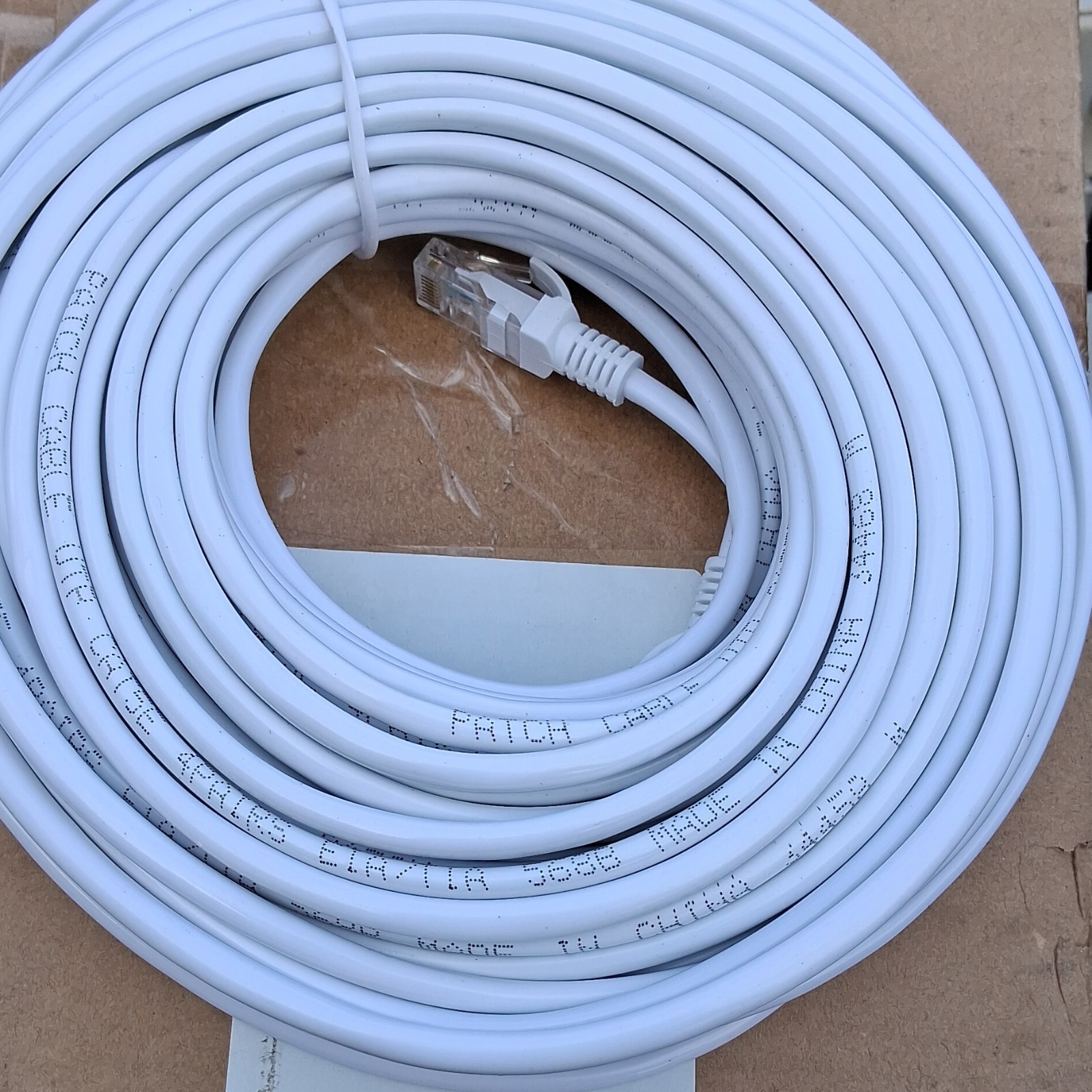 White 100ft Ethernet Patch Cable RJ-45 Round Cable Universal Compatible