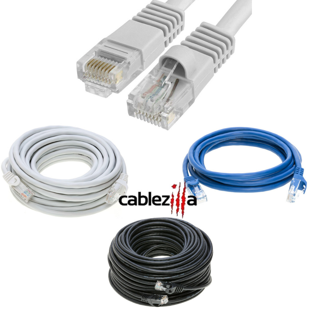 Car5e Cat6 Patch Cord Network Cable Ethernet LAN RJ45 UTP 6 25 50 100 200 FT LOT