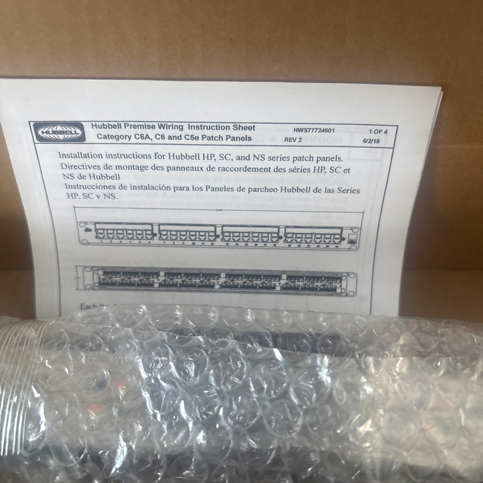 Hubbell HP5E24E 24 Port Patch Panel Category 5e Universal Eco BLACK
