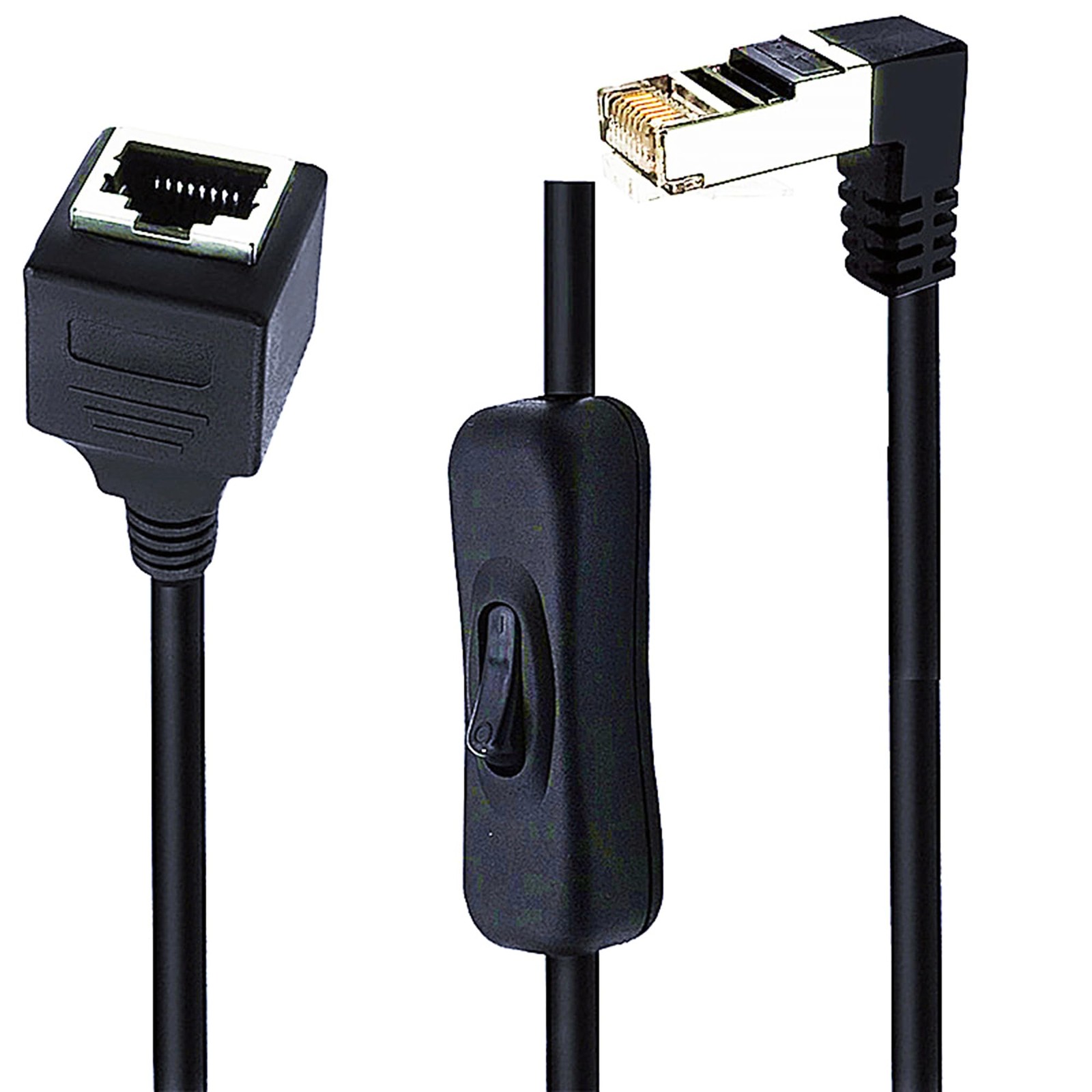 RJ45 Extension Cable CAT6e Ethernet 90 Degree Male To Female Switch 3.3 Ft