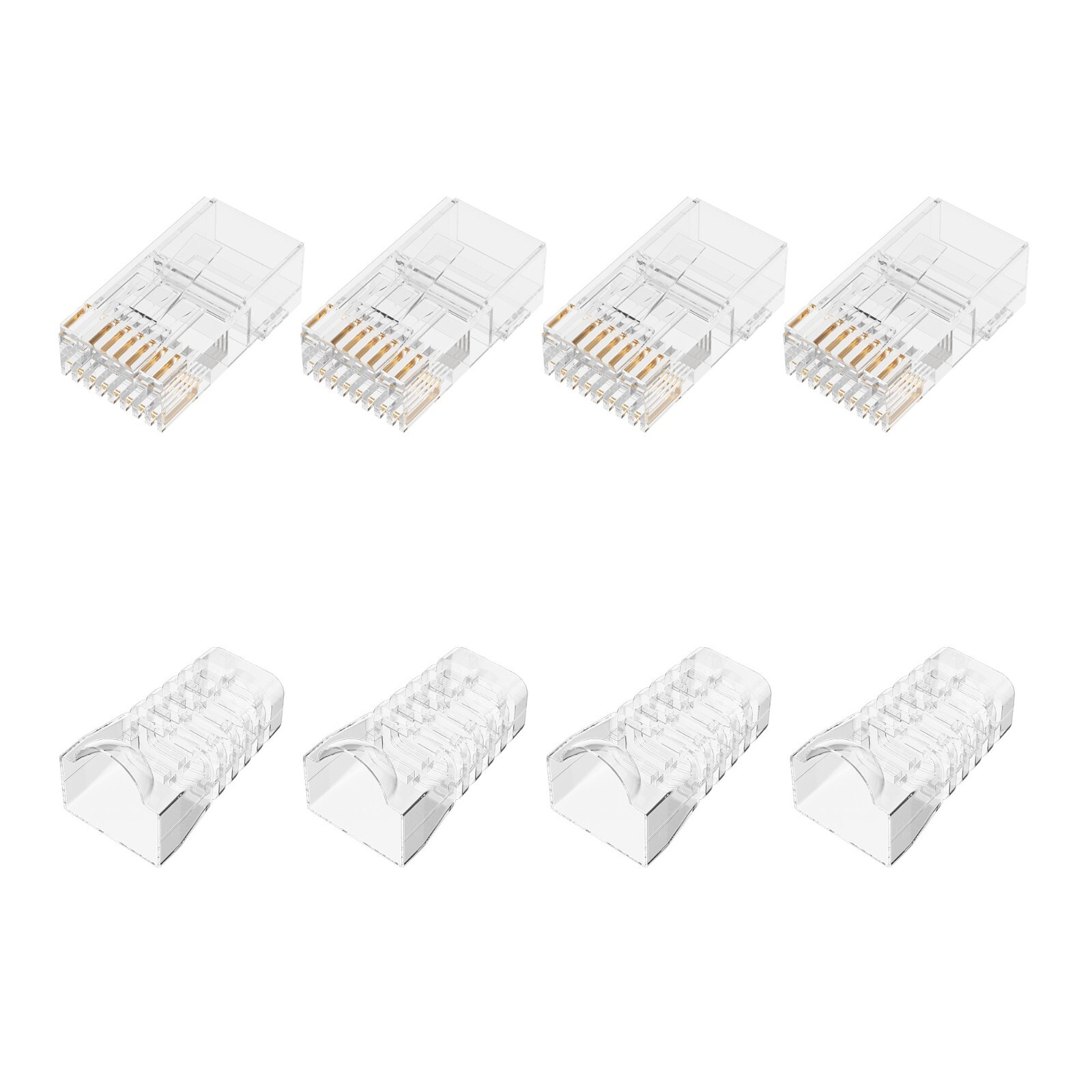 Cat6 RJ45 Connectors with Boots, Cat 6e Ends & Strain Relief Boots – 8/16 Pieces