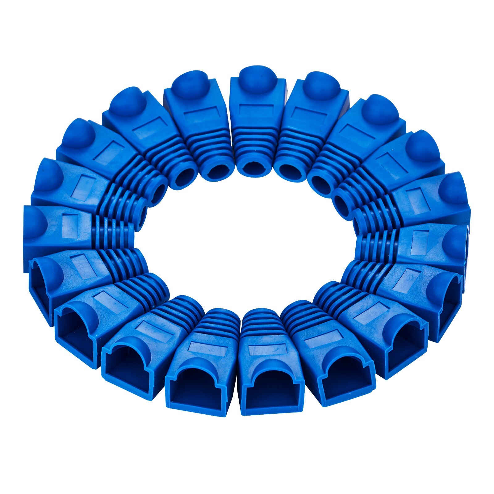 RJ45 Strain Relief Boot Blue Cat5e/Cat6 End Cap Ethernet Cable Plug Cover LOT