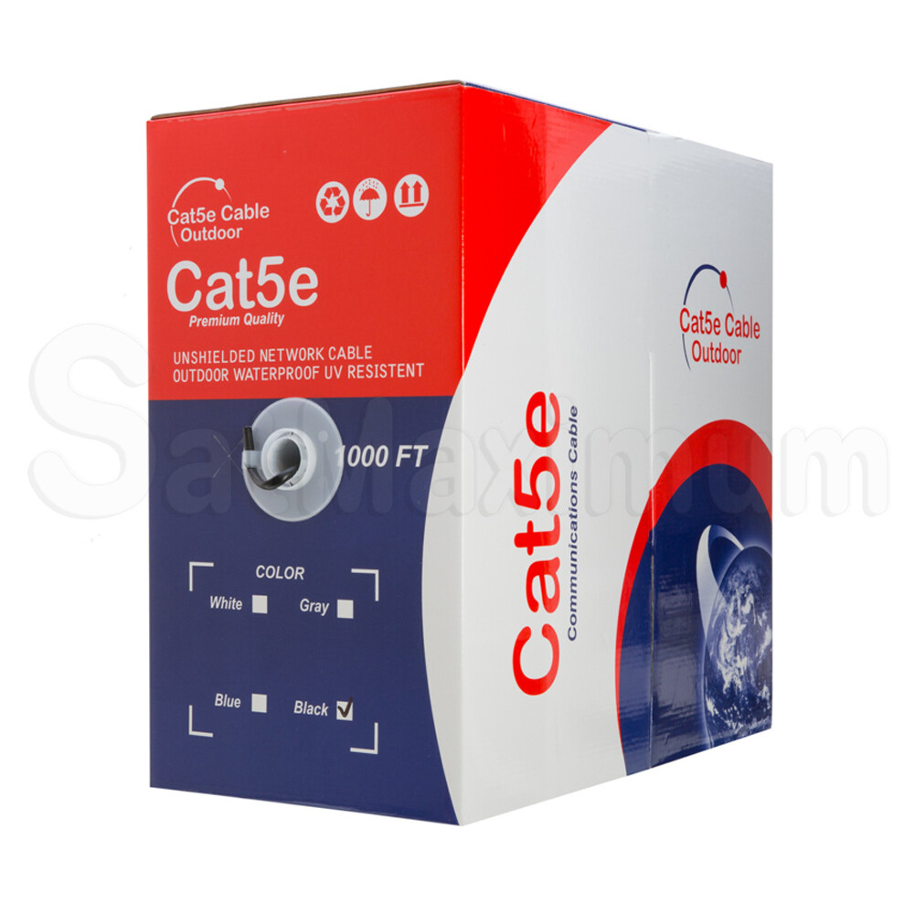Cat5e OUTDOOR 500ft, 1000ft Cable Waterproof Ethernet Solid Direct Burial Cable