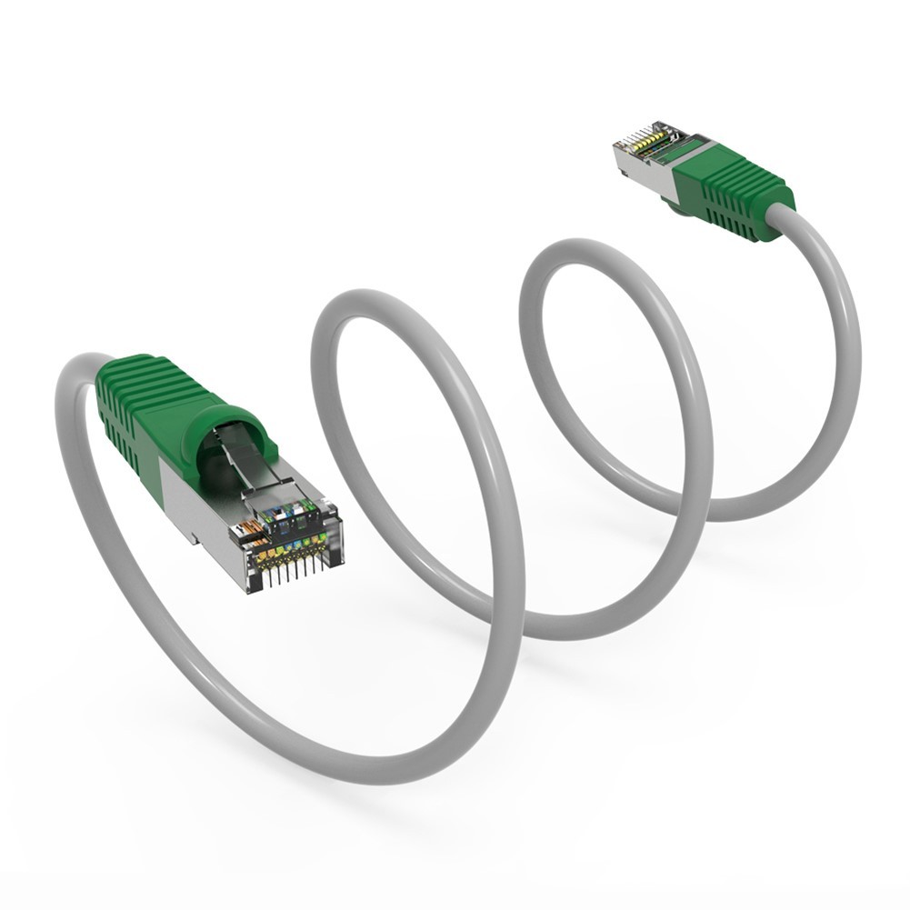 3Ft Cat6 RJ45 LAN Network Ethernet Shielded Crossover Cable Gray Wire/Green UTP
