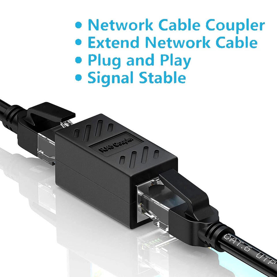 1-10pcs RJ45 Inline Coupler Cat6/Cat5e Ethernet Network Cable Extender Connector