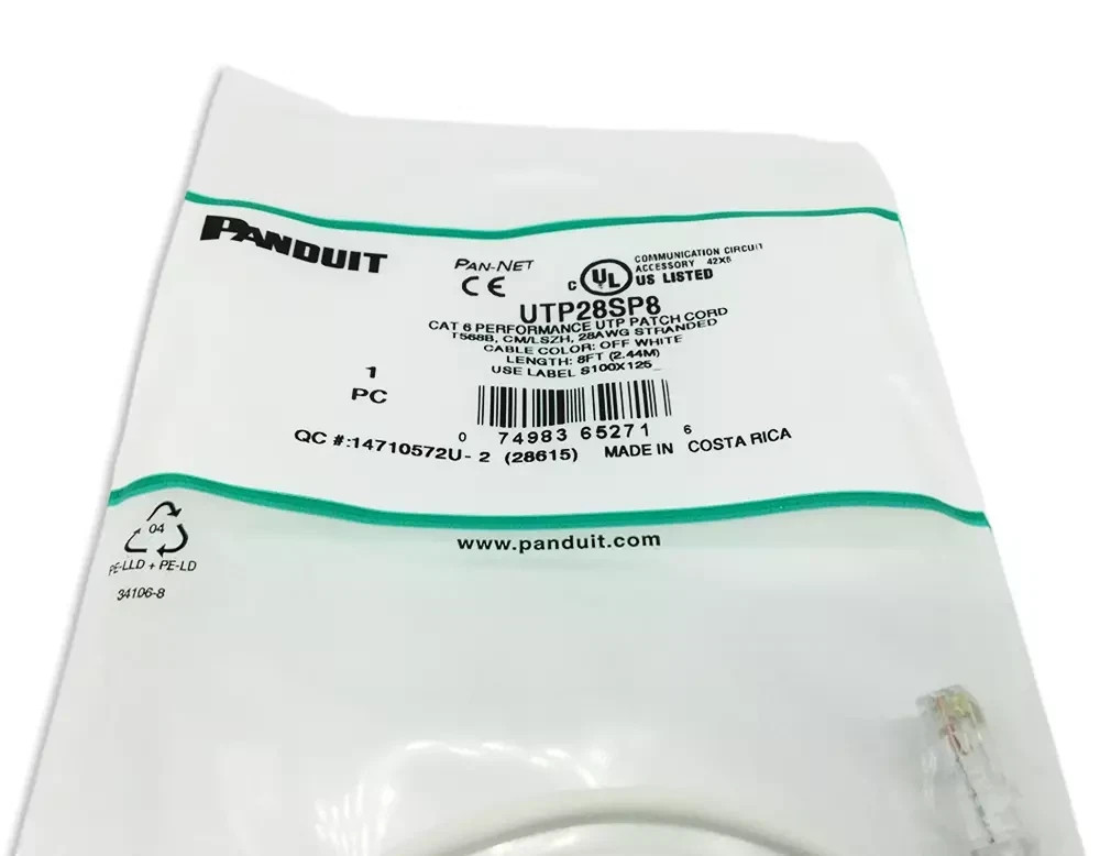 New 20 Pack Slim Panduit Cat6 8ft Network Patch Cable / Cord RJ45 UTP LAN White