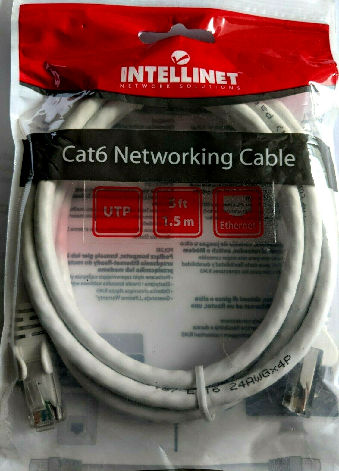 UTP Network Patch Cable Cat6 RJ-45 Male/RJ-45 Male 5 Feet Router Modem PC White