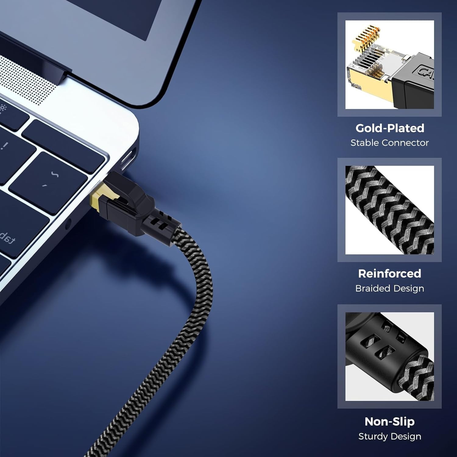 Cat 8 Ethernet Cable 6FT – 40Gbps High-Speed with Gold Plated Connectors