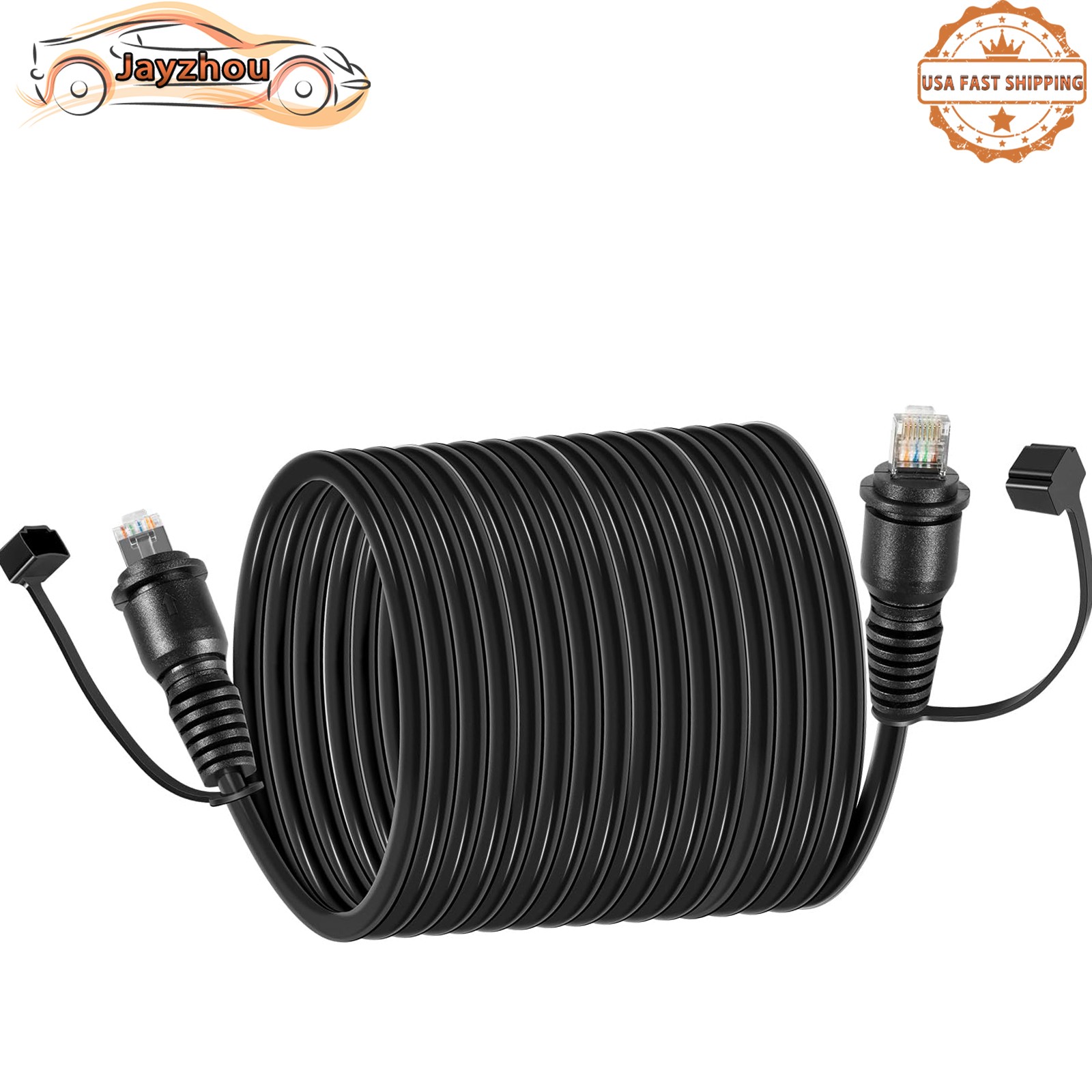 30FT Trolling Motor Extension Cable RJ45 Male to Male Ethernet Cable for Garmin