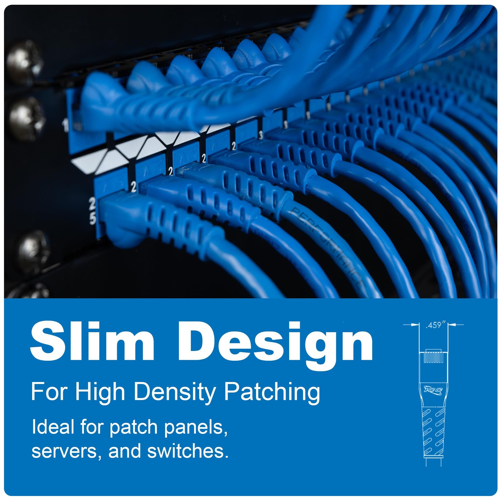 ICC CAT6 Ethernet Patch Cord 10 FT 5-Pack, UTP 24 AWG UL Listed, 10 FT, Blue