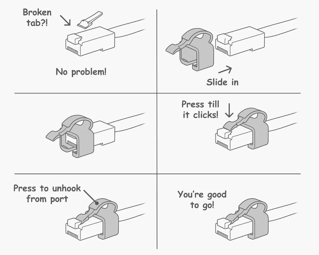Broken RJ45 Ethernet Plug Clip Fix Repair CAT5 CAT5e CAT6 connectors (10 PCS)