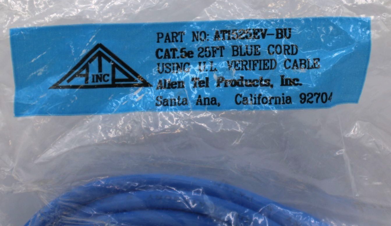 NEW Allen Tel Products Cat.5e 25FT Blue Network Cable UL Verified