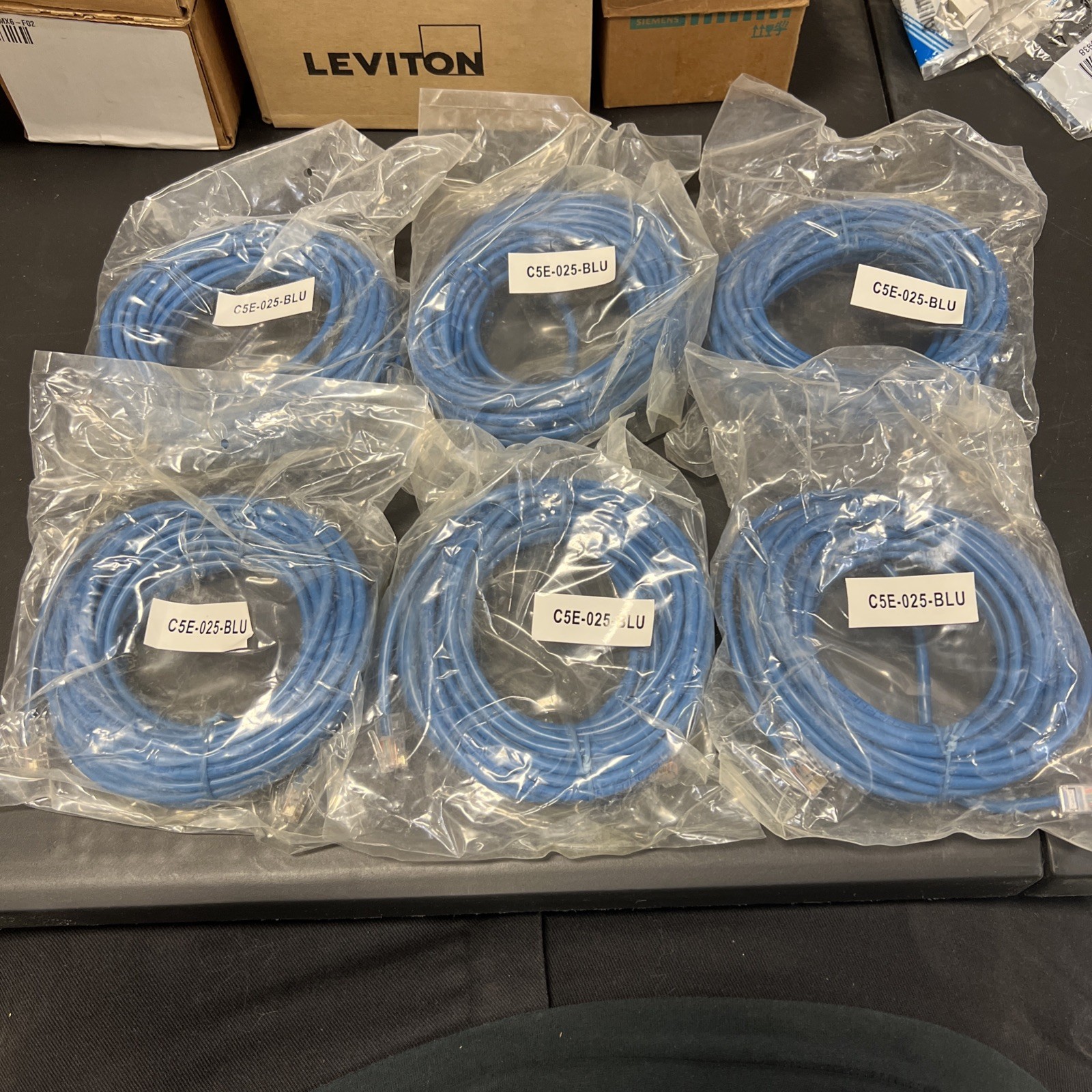 (Lot of 6) NEW ClearLinks C5E-BL-25-O CAT5E Patch Cable (UTP) 25ft 350MHz Blue
