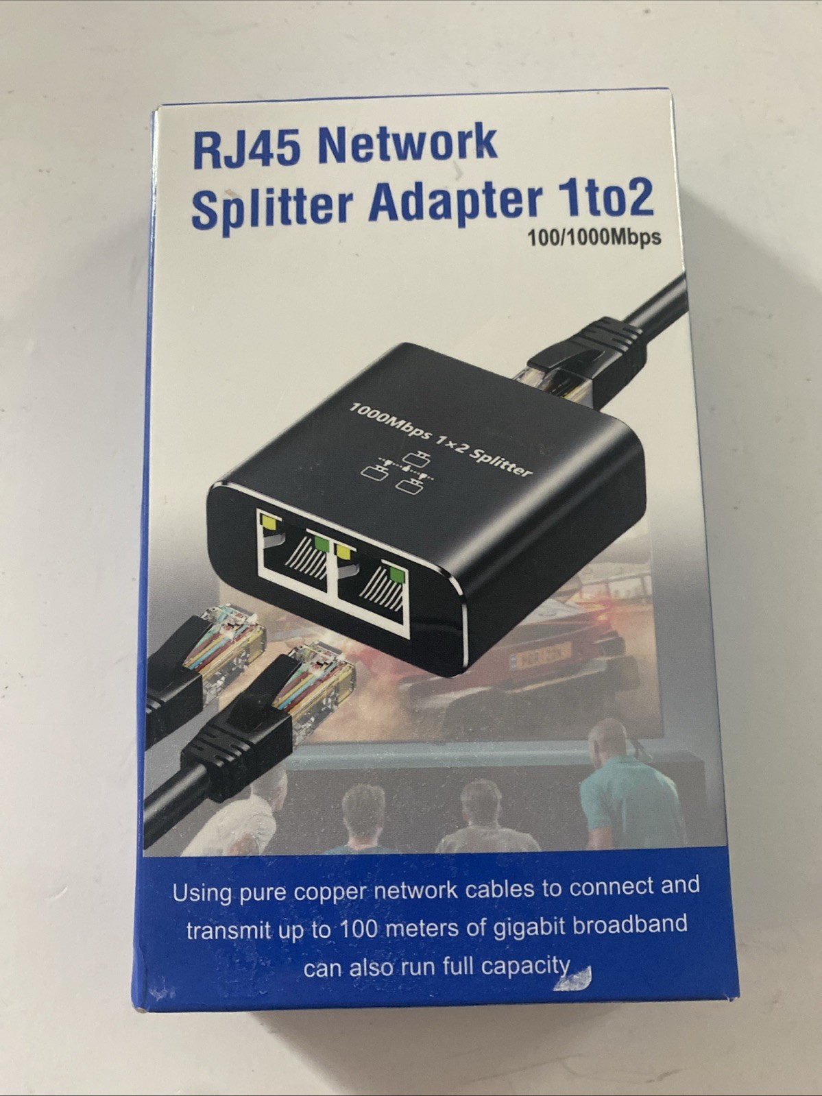 RJ45 Gigabit Ethernet Splitter 1 to 2 Adapter 1000Mbps LAN Network