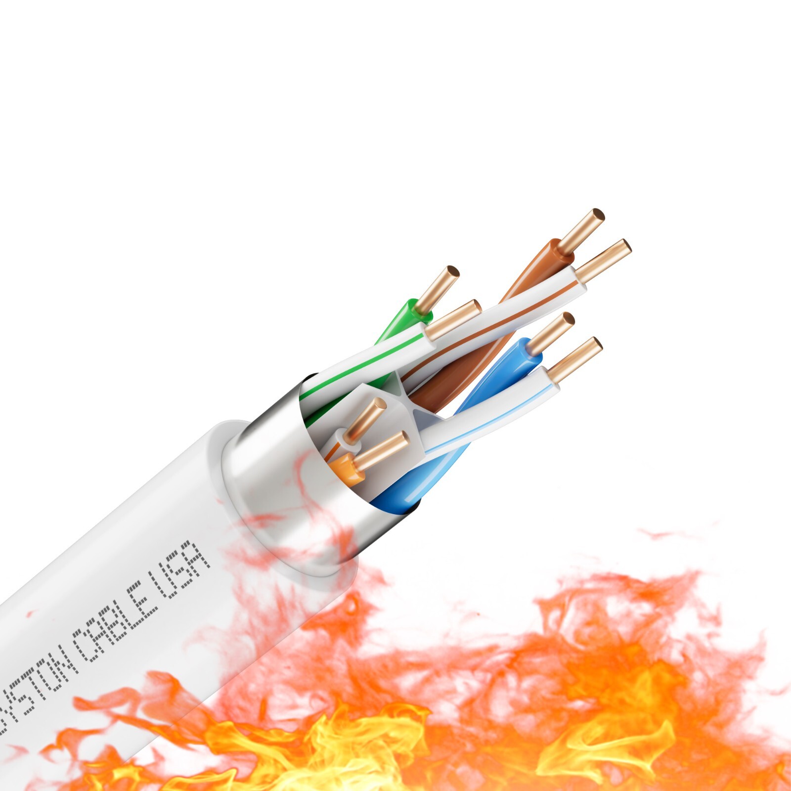 Syston Cat 6E Ethernet Cable Shielded F/UTP 600 MHz 23 AWG CMP Solid Copper Wire